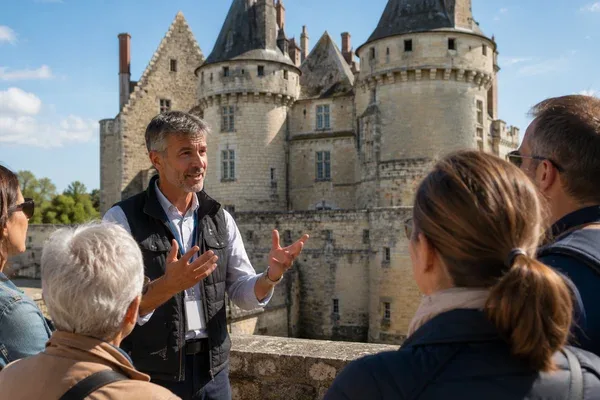 Animateur du patrimoine mosellan animant un atelier pédagogique pour groupe scolaire