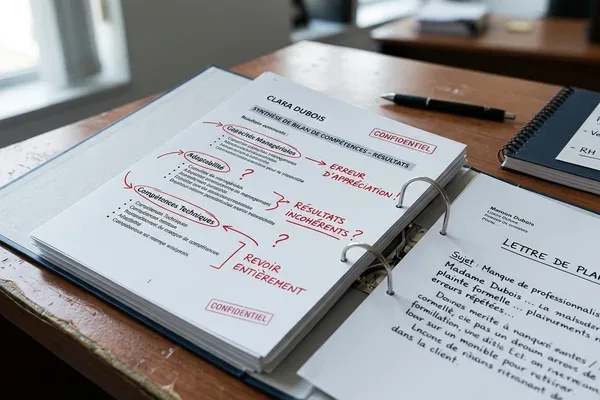 Dossier de synthèse de bilan de compétences avec lettre de contestation du bénéficiaire — illustration risque restitution inadaptée