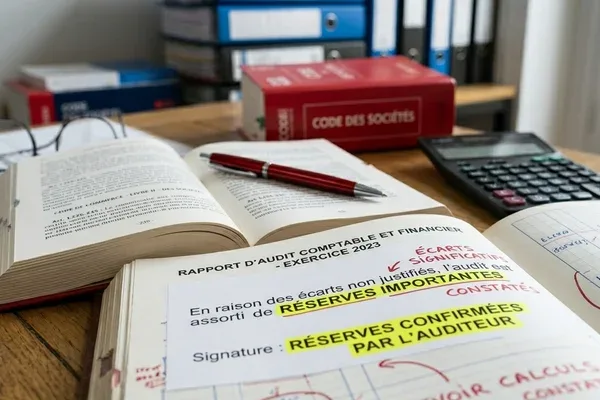 Rapport d'audit annoté avec réserves au stylo rouge — illustration risque erreur de certification CAC