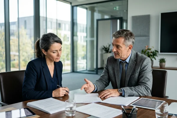 Consultant en externalisation analysant les flux opérationnels d'un client en Moselle