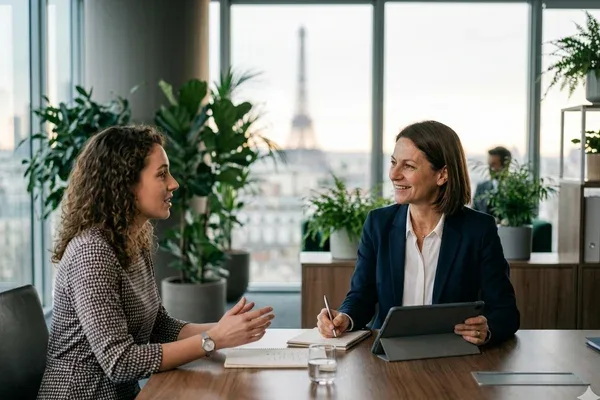 Consultant RH conduisant un entretien de recrutement en Moselle