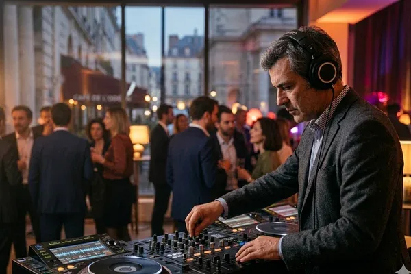 DJ animateur mosellan aux platines lors d'une soirée mariage