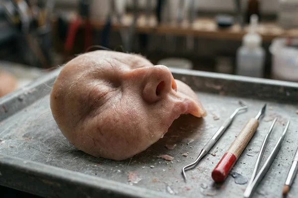 Atelier d'épithèse — outils et matériel pour fabrication de prothèses faciales sur mesure