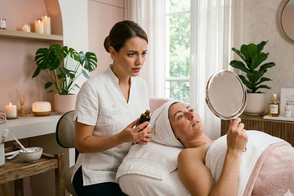 Cliente avec irritation cutanée suite à un soin esthétique — sinistre RC Pro esthétique