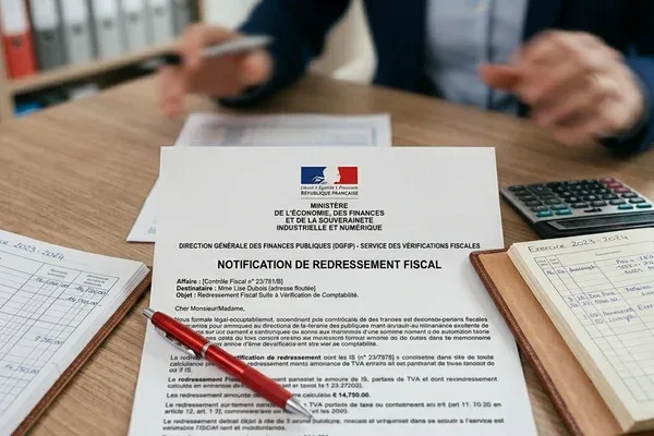 Notification de redressement fiscal sur bureau d'expert-comptable — illustration risque redressement DGFiP