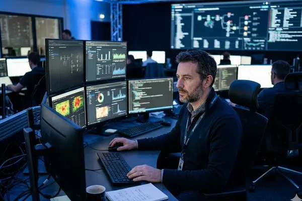 Expert cybersécurité réalisant un pentest dans un environnement sécurisé en Moselle