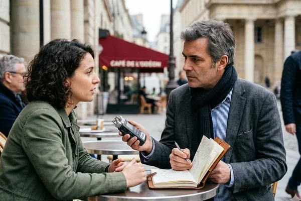 Journaliste en rédaction préparant un article en Moselle