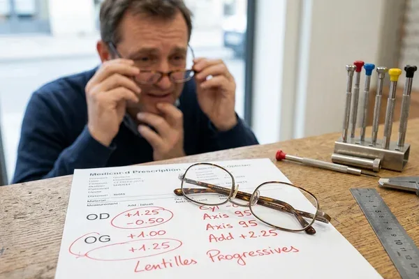 Lunettes correctrices avec ordonnance médicale — illustration du risque erreur de correction