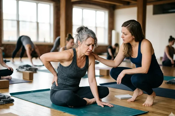 Élève en difficulté pendant une posture de yoga — sinistre RC Pro yoga