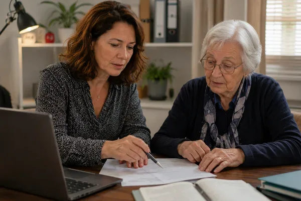 Secrétaire indépendante mosellane travaillant à distance sur dossiers administratifs clients