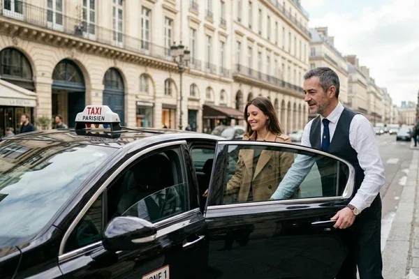Artisan taxi mosellan au volant de son véhicule