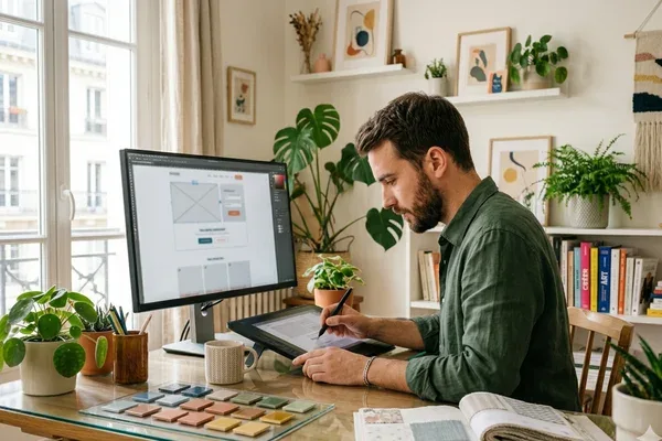 Webdesigner UX/UI travaillant sur la conception d'une interface accessible en Moselle