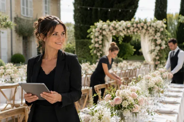 Wedding planner mosellane préparant une réception de mariage dans un château